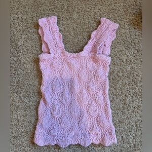 Pink Textured Sleeveless Top